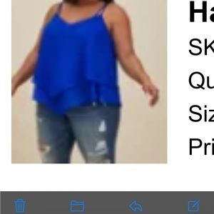 Torrid tank top blouse size 3 blue